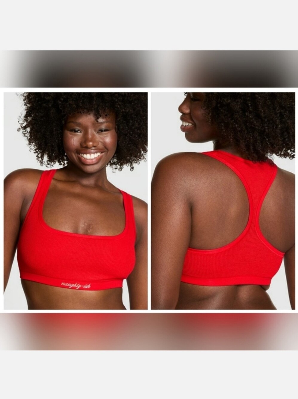 Victoria's Secret PINK Cotton Dorm Unlined Racerback Bralette NAUGHTY ISH